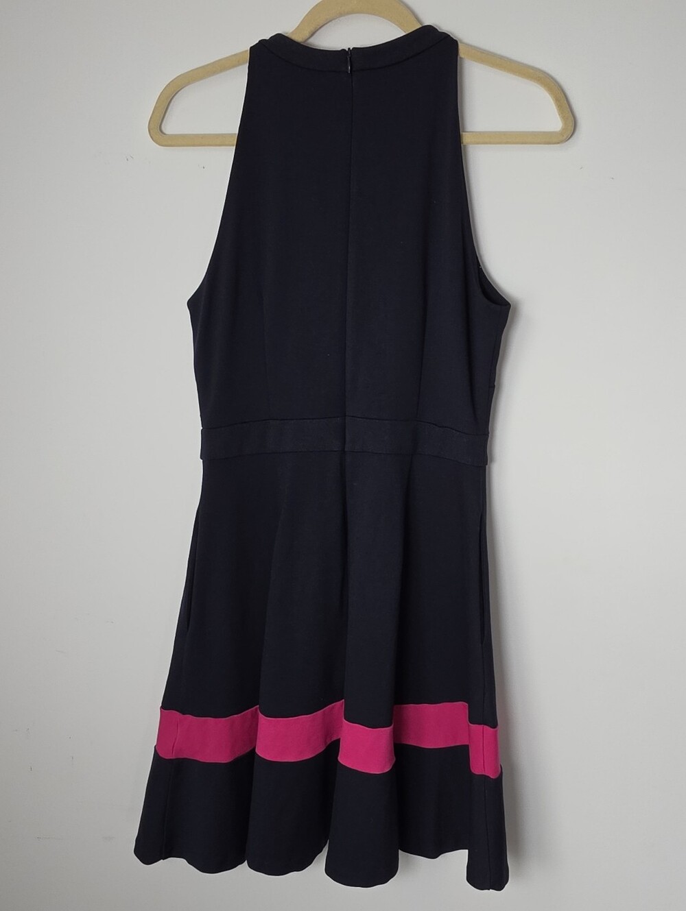 Eliza J. Sleeveless Navy Fit-and-Flare Dress with Pink Band - Picture 3 of 9